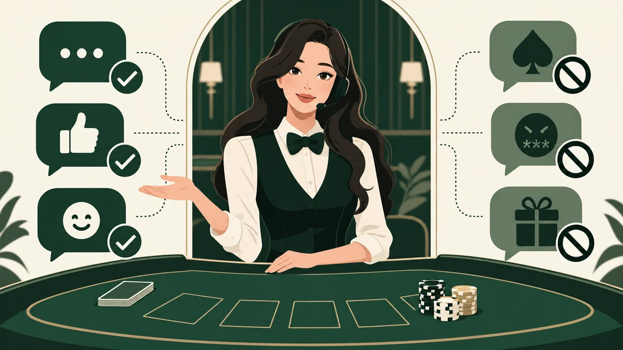 라이브 카지노 채팅 규칙과 딜러 경고, 채팅 끄기 선택에 관하여